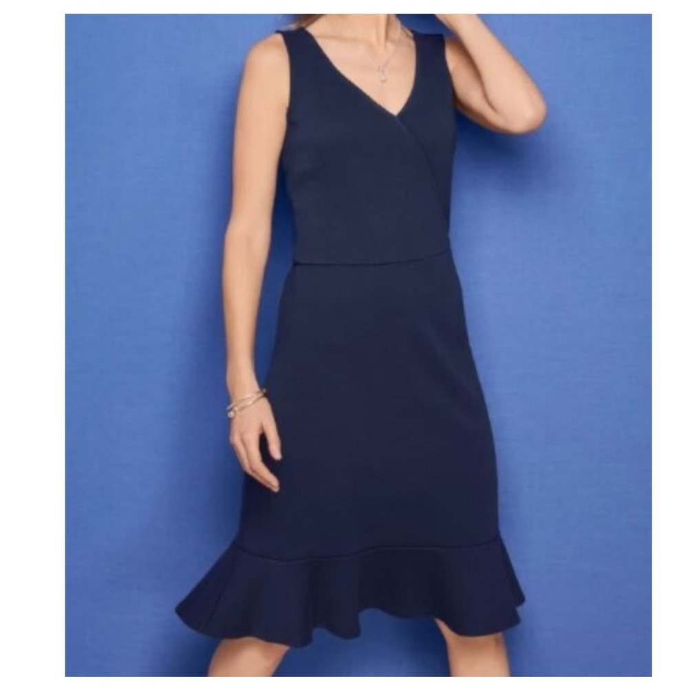 Talbots Navy Blue Cotton Sleeveless Dress Casual Nautical Women's Size Medium